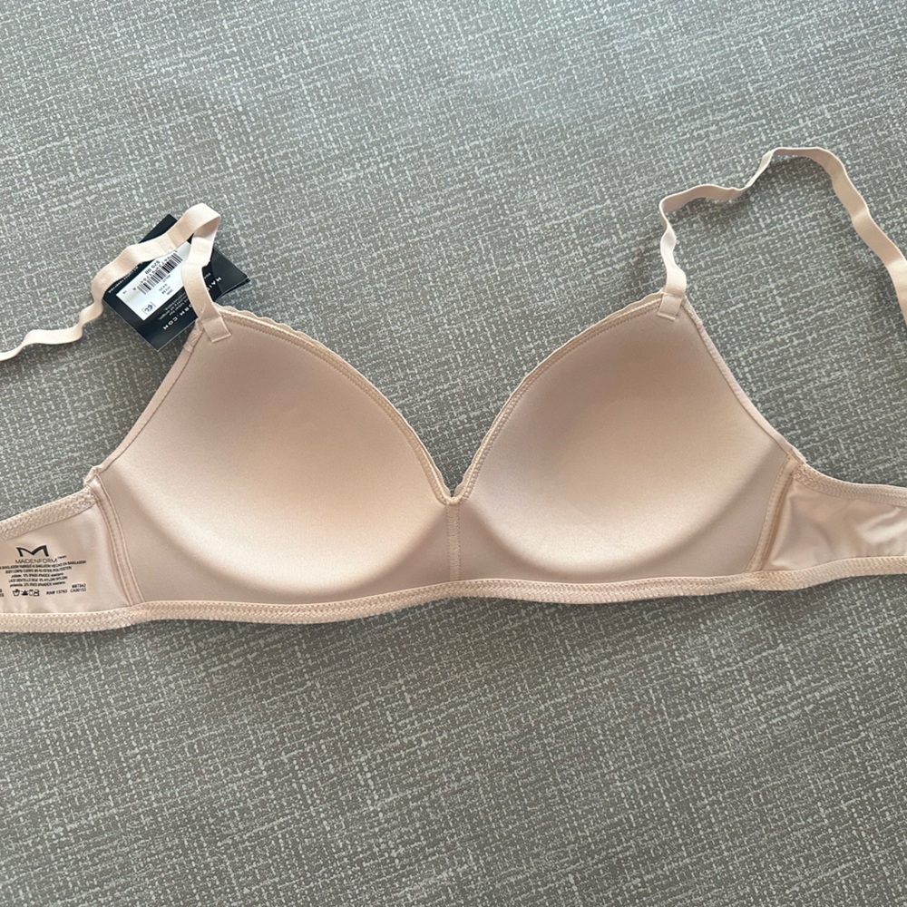 Maidenform Wireless T-Shirt Bra 36B Nude Beige Lightly Lined Straps NEW - Picture 3 of 9